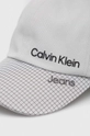 Detská bavlnená šiltovka Calvin Klein Jeans sivá