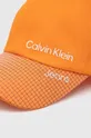 Calvin Klein Jeans czapka z daszkiem bawełniana dziecięca pomarańczowy