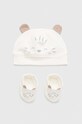 OVS czapka i kapcie niemowlęce aplikacja biały 1760734.Newborn.Miscell