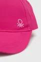 Παιδικό βαμβακερό καπέλο μπέιζμπολ United Colors of Benetton ροζ