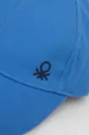 Детская хлопковая кепка United Colors of Benetton голубой