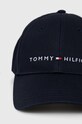 Детска памучна шапка с козирка Tommy Hilfiger AU0AU01667.PPYX тъмносин SS23