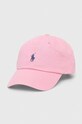 Βαμβακερό καπέλο του μπέιζμπολ Polo Ralph Lauren απλικέ ροζ 710667709