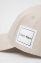 Calvin Klein czapka z daszkiem bawełniana kremowy