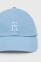 Βαμβακερό καπέλο του μπέιζμπολ Tommy Hilfiger μπλε