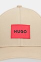 HUGO czapka z daszkiem bawełniana 50492745 beżowy AA00