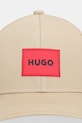 HUGO czapka z daszkiem bawełniana 50492745 beżowy AA00