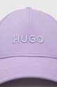 HUGO czapka z daszkiem bawełniana 50491521 fioletowy SS23