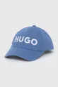 niebieski HUGO czapka z daszkiem bawełniana Męski