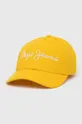 κίτρινο Βαμβακερό καπέλο του μπέιζμπολ Pepe Jeans Wally Ανδρικά