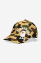 A Bathing Ape cotton baseball cap overprint yellow 001CPI801009M