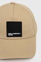 Karl Lagerfeld Jeans czapka z daszkiem bawełniana 231J3401 beżowy AA00