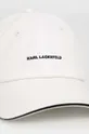 Βαμβακερό καπέλο του μπέιζμπολ Karl Lagerfeld λευκό