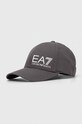 EA7 Emporio Armani czapka z daszkiem bawełniana nadruk szary 247088.CC010