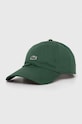 Lacoste czapka z daszkiem bawełniana aplikacja zielony RK0491
