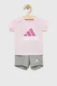розовый Детский комплект из хлопка adidas I BL CO T Для девочек