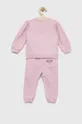 Guess dres bawełniany niemowlęcy różowy