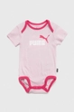 Βρεφικό βαμβακερό σετ Puma Minicats Bow Newborn Set ροζ