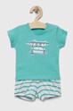 United Colors of Benetton komplet bawełniany niemowlęcy wzorzyste turkusowy 3I6TA1032.W.SEASONAL