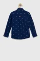 Παιδικό βαμβακερό πουκάμισο Tommy Hilfiger σκούρο μπλε