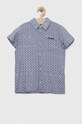Дитяча сорочка з домішкою льну Guess візерунок блакитний N3GH02.WFBT0.PPYX