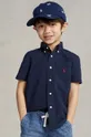 тёмно-синий Детская хлопковая рубашка Polo Ralph Lauren Для мальчиков