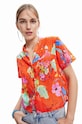 Desigual koszula bawełniana wzorzyste pomarańczowy 23SWCW45