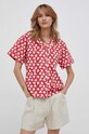 Bombažna srajca United Colors of Benetton Vzorčasti rdeča 5ULPDQ03U.74A