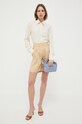 Pinko koszula z domieszką jedwabiu 100121.A01P beżowy AW23