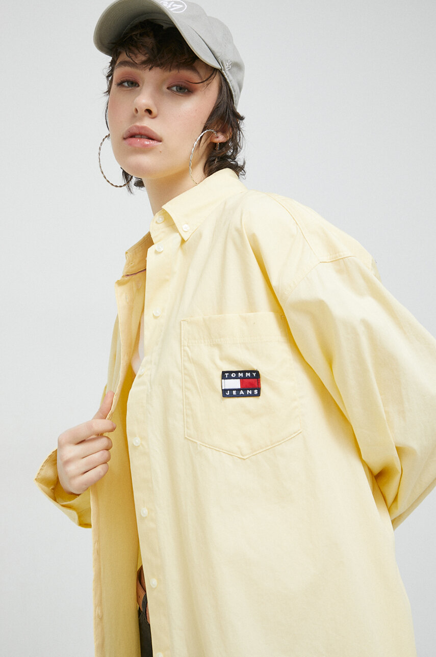 Bavlněné tričko Tommy Jeans jasně žlutá