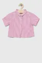 рожевий Дитяча бавовняна сорочка United Colors of Benetton Дитячий