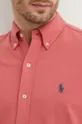 Хлопковая рубашка Polo Ralph Lauren розовый