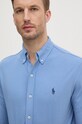 Хлопковая рубашка Polo Ralph Lauren 710654408 голубой