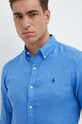Lněná košile Polo Ralph Lauren 710829443 modrá