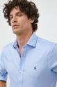 světle modrá Bavlněné tričko Polo Ralph Lauren Pánský