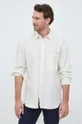 béžová Košeľa s prímesou ľanu Calvin Klein