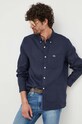 Сорочка з льону Lacoste casual темно-синій CH5692