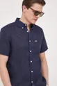 blu navy Lacoste camicia di lino