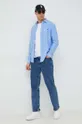 Βαμβακερό πουκάμισο Polo Ralph Lauren μπλε