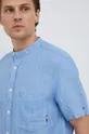 modrá Ľanová košeľa Tommy Hilfiger