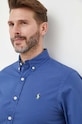 Βαμβακερό πουκάμισο Polo Ralph Lauren μπλε 710906936
