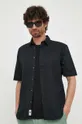 czarny Sisley koszula lniana