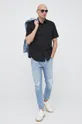 Calvin Klein Jeans koszula z domieszką lnu czarny