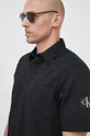čierna Košeľa s prímesou ľanu Calvin Klein Jeans