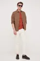 Calvin Klein Jeans koszula z domieszką lnu brązowy
