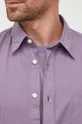 Хлопковая рубашка BOSS BOSS ORANGE фиолетовой