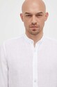 BOSS koszula lniana BOSS ORANGE 50489339 biały