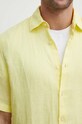 Lněná košile BOSS ORANGE 50489345 žlutá