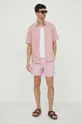Βαμβακερό πουκάμισο BOSS BOSS ORANGE ροζ