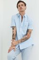 Košeľa s prímesou ľanu Tommy Jeans DM0DM15938.PPYX modrá SS23
